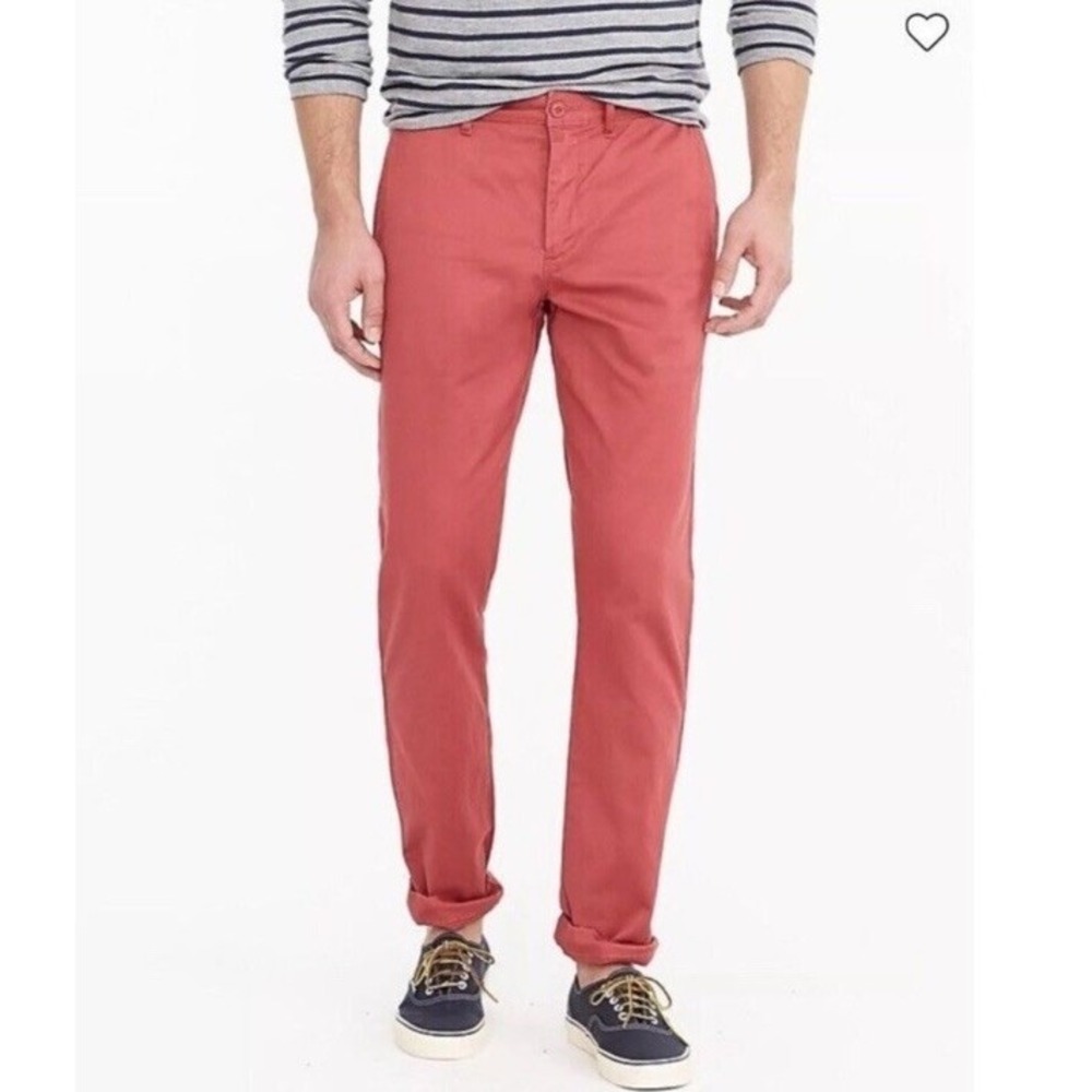 J.Crew Mens Essential Chino Pants Salmon Pink Coral 100% Cotton 34x34 67765